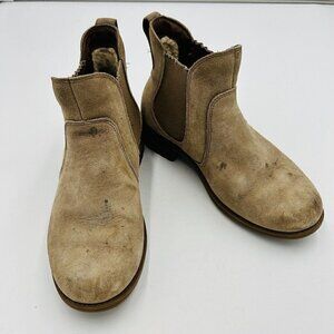 UGG Women’s Brown Suede Chelsea Boots 1009210 Size 7 Fur Lined